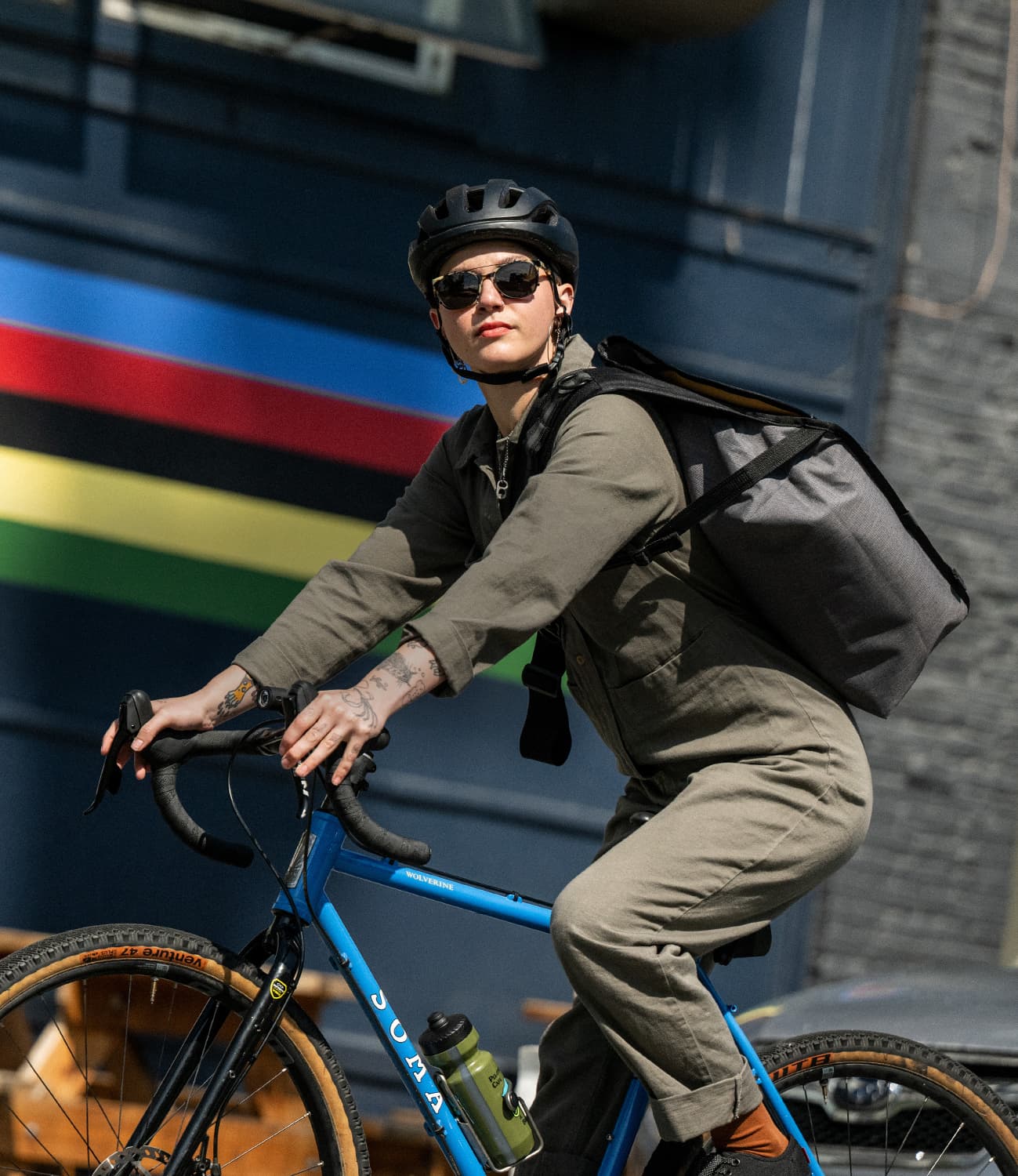 Woman riding a bike, Chrome gives back header image mobile