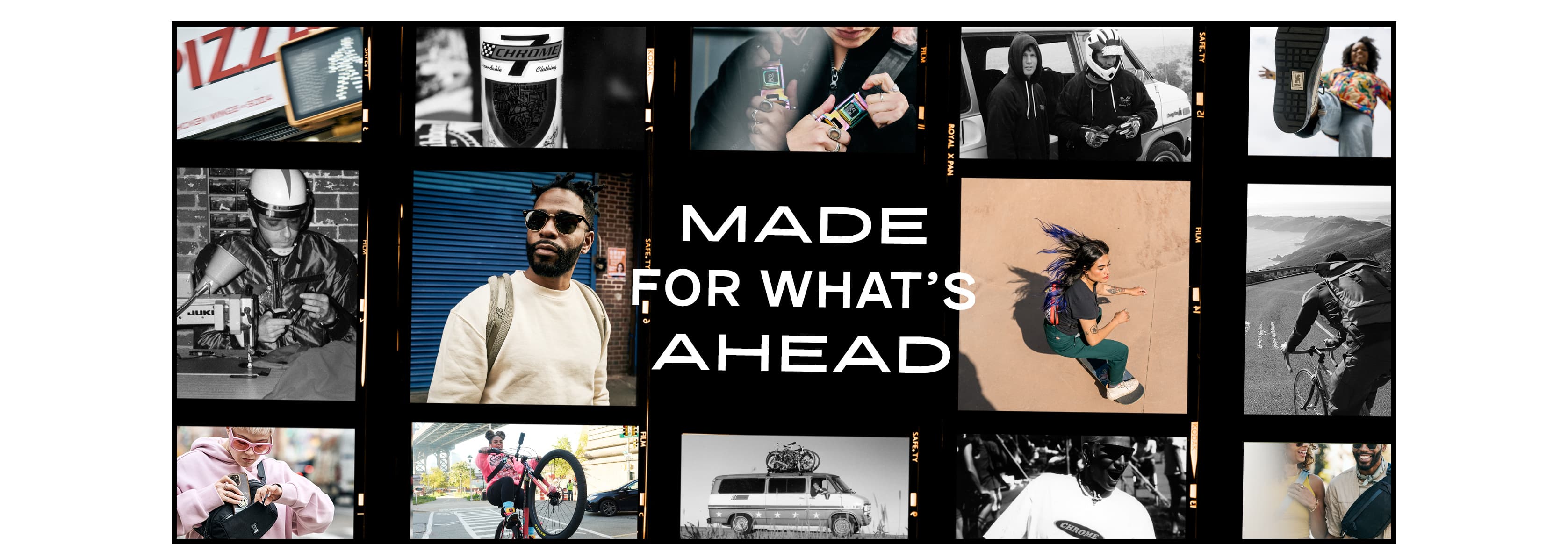 A collage of old Chrome industries photographs